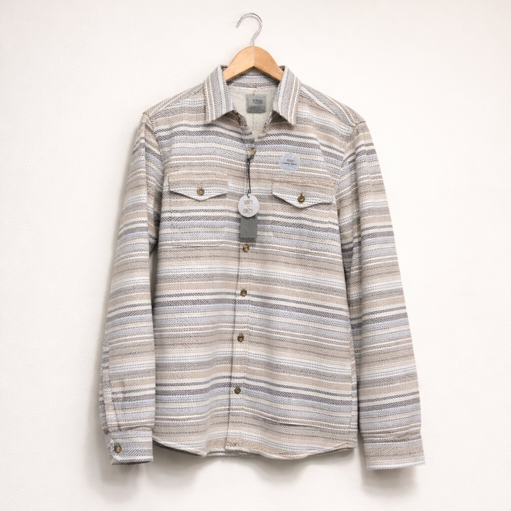 Soft Cozy Striped Button-Up Shirt Jacket